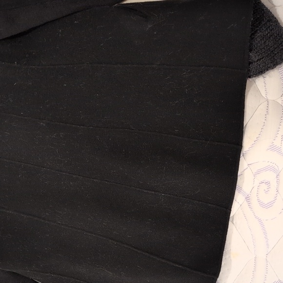 $450 Mackage Women's black Gray Wool Trench Coat With Knit Collar Trim Size S - Picture 11 of 16